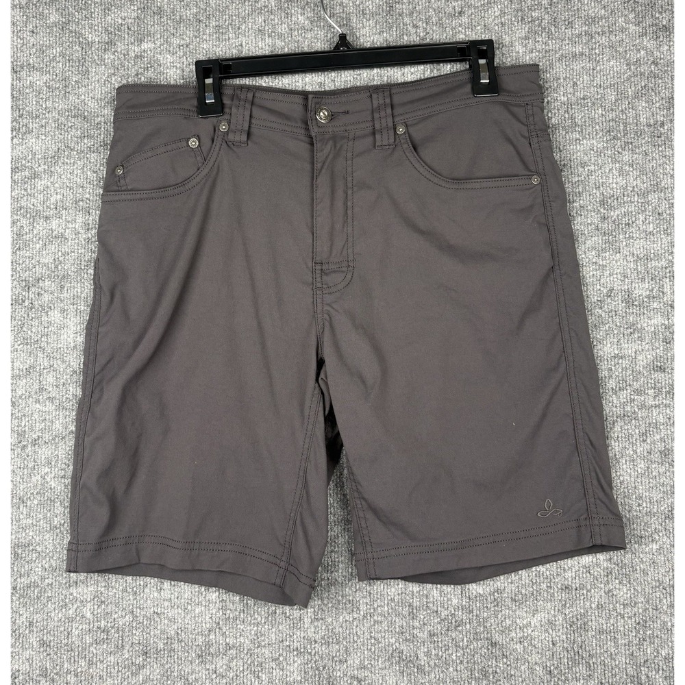 prAna Brion Shorts Mens 33x9 Gray Stretch Nylon Hiking Outdoor Chino M3BRIO113